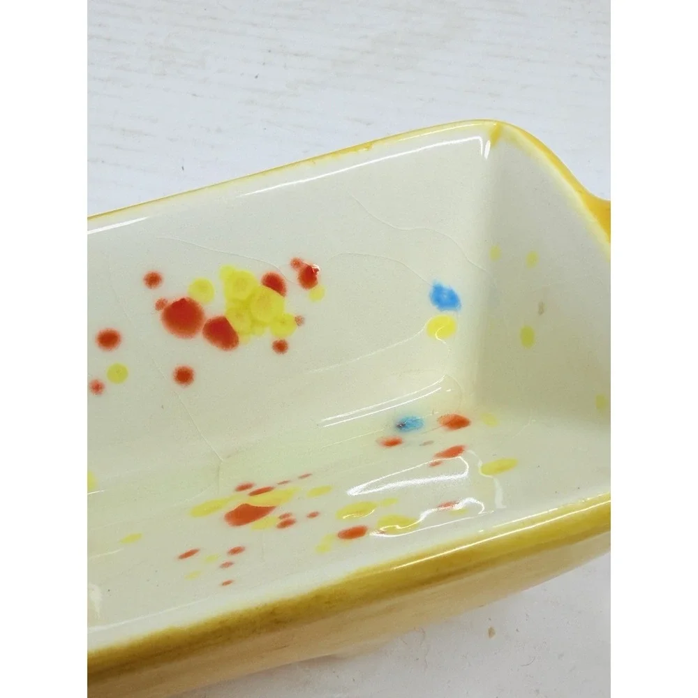Ceramic Dachshund Dog Planter Trinket Dish Catchall Yellow 10